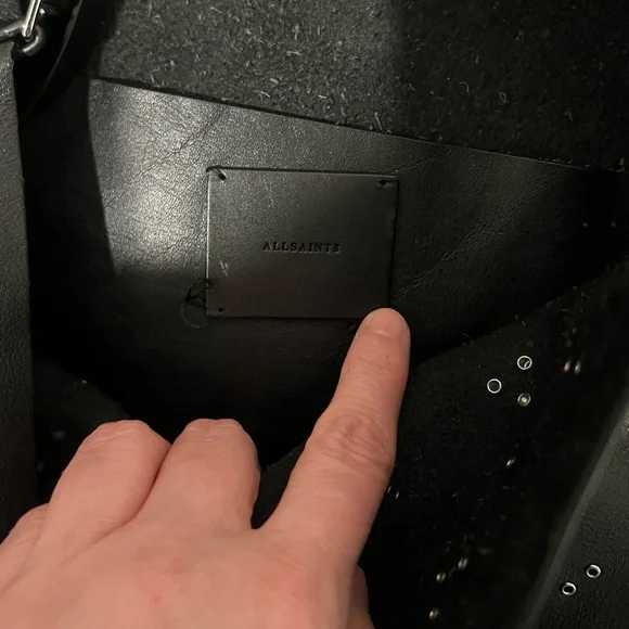 All Saints Black Junai North South Leather Studded Shoulder Tote Bag - Picture 13 of 15